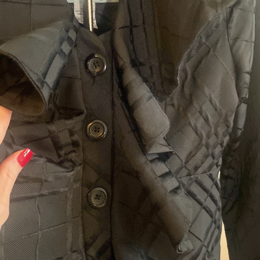 Anthropologie Tabitha Dusk Ruffles Textured Plaid Coat Size 4 - Picture 9 of 13